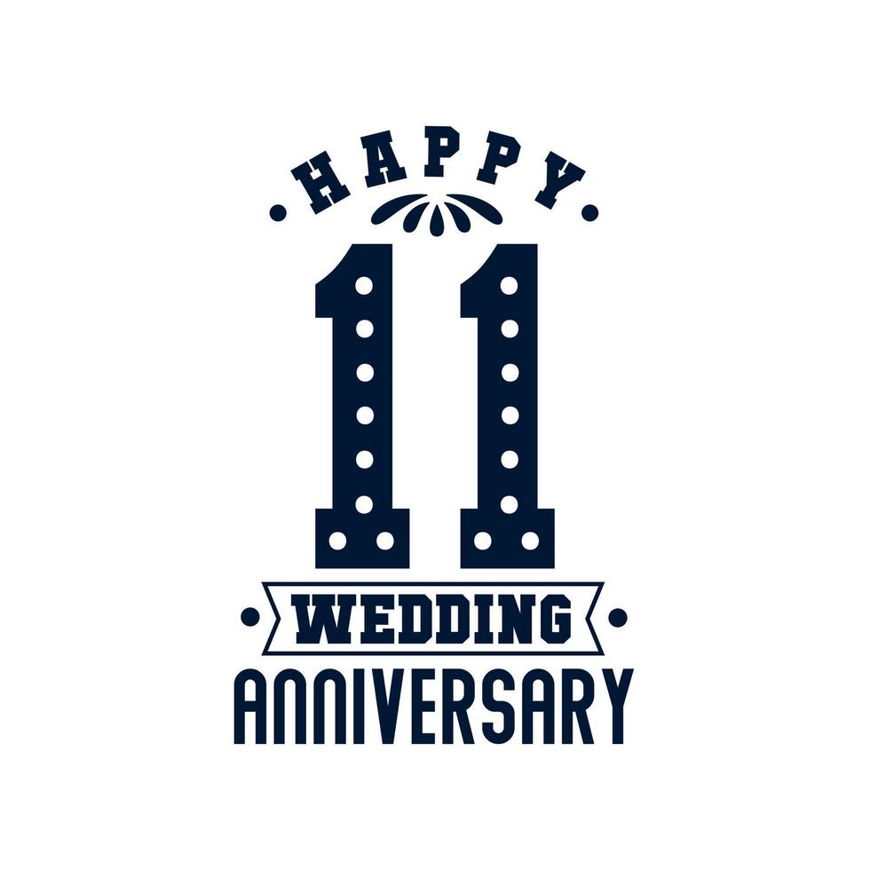 1 Anniversary celebration, Happy 11th Wedding Anniversary vector