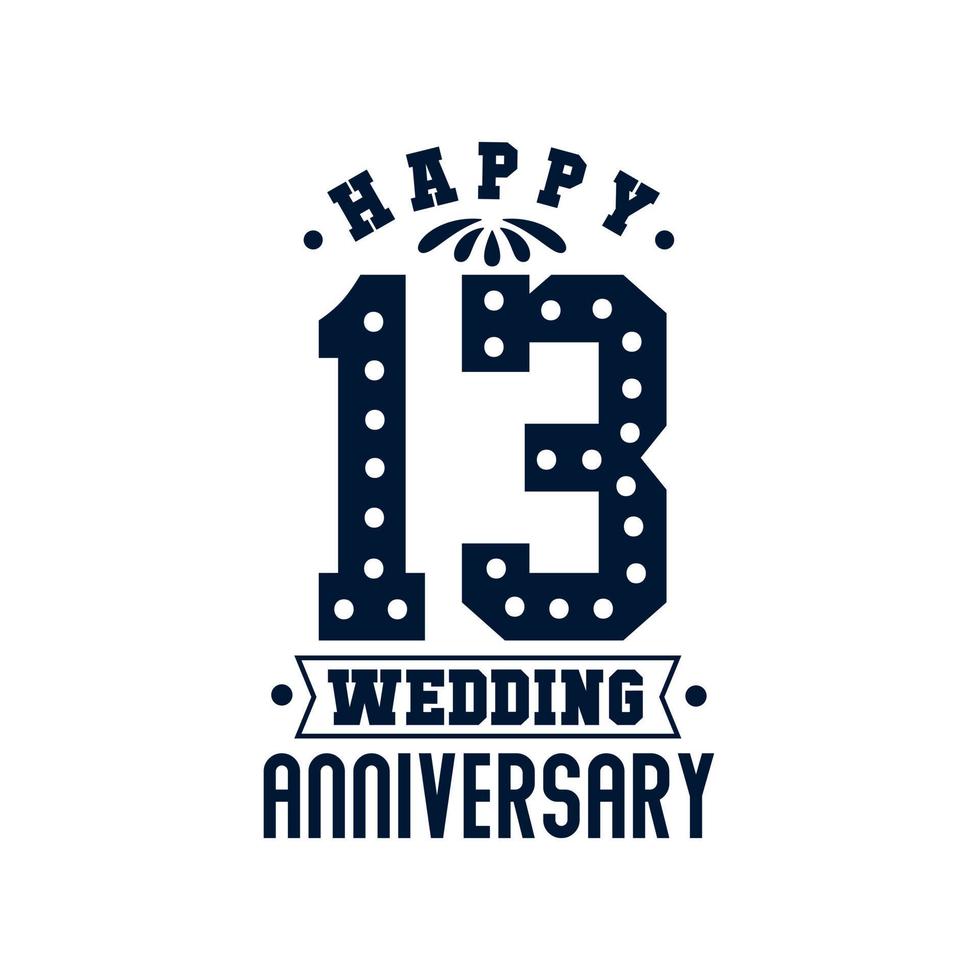 13 Anniversary celebration, Happy 13th Wedding Anniversary vector