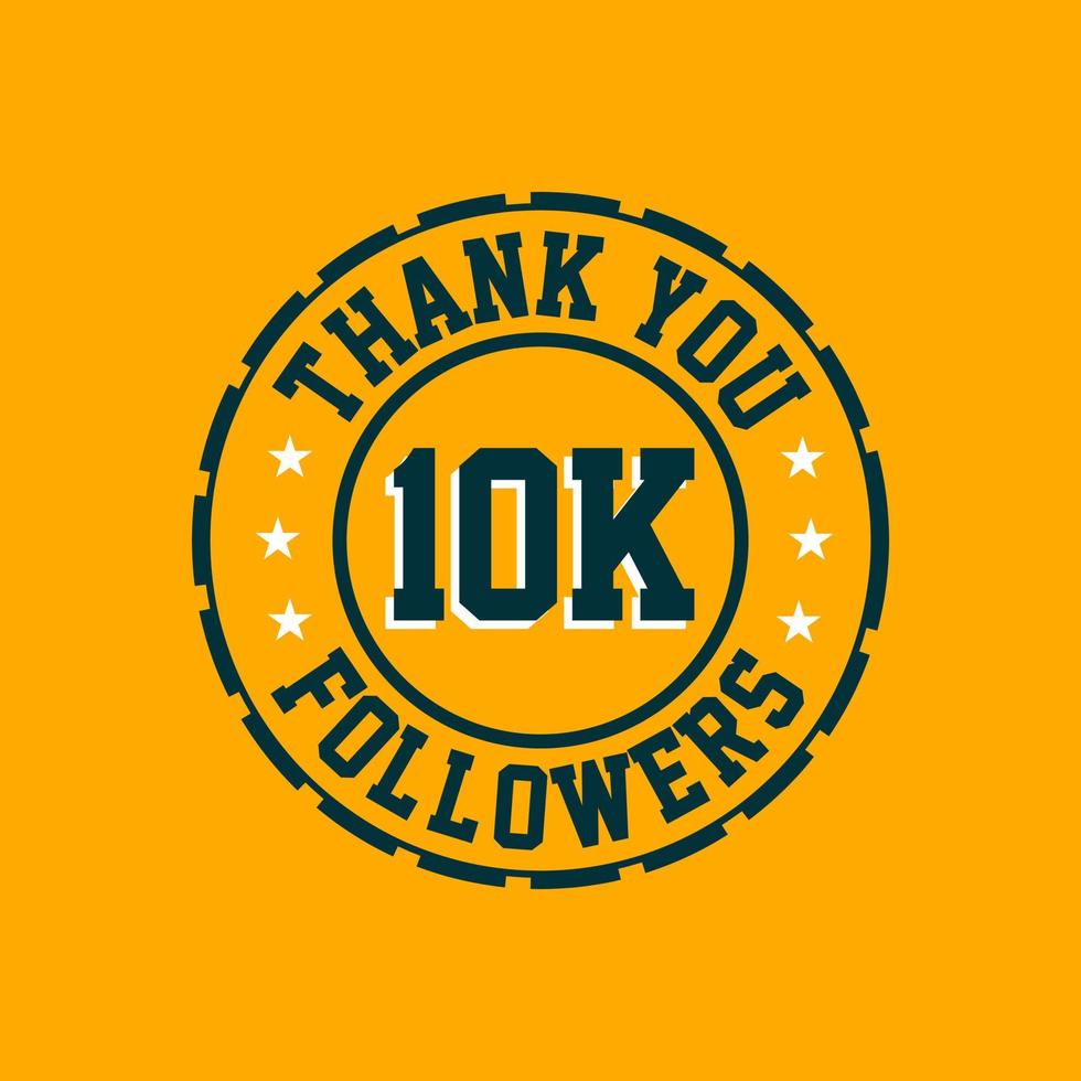 gracias celebración de 10000 seguidores, tarjeta de felicitación para 10k seguidores sociales. vector