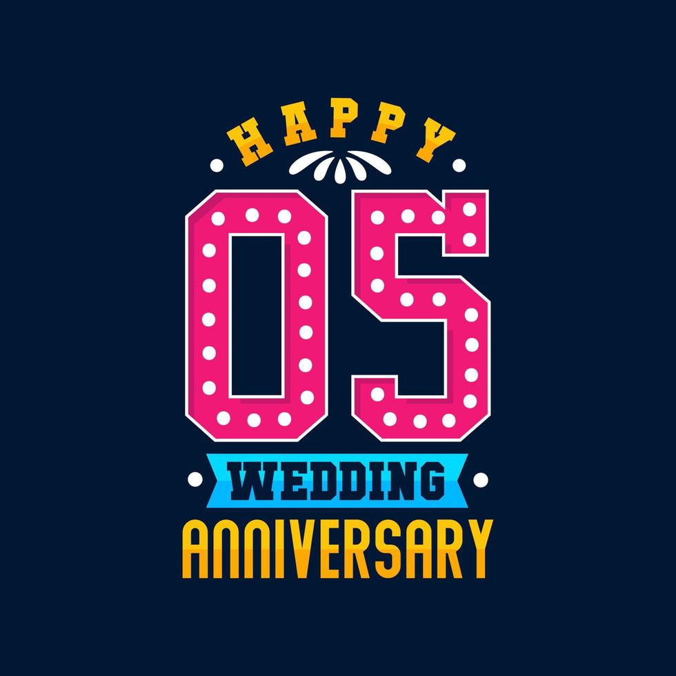 Happy 5th Wedding Anniversary celebration vector