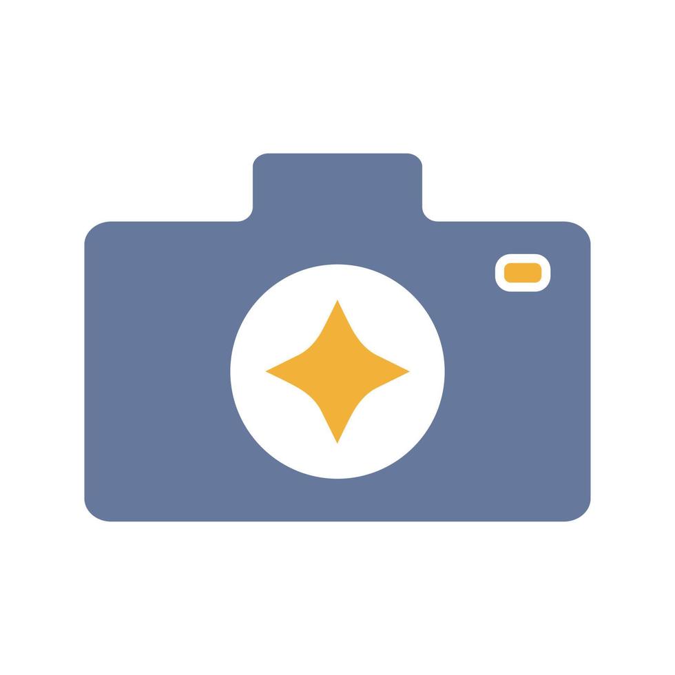 Camera enhance glyph color icon. Silhouette symbol on white background with no outline. Photography. Photo camera. Negative space. Vector illustration
