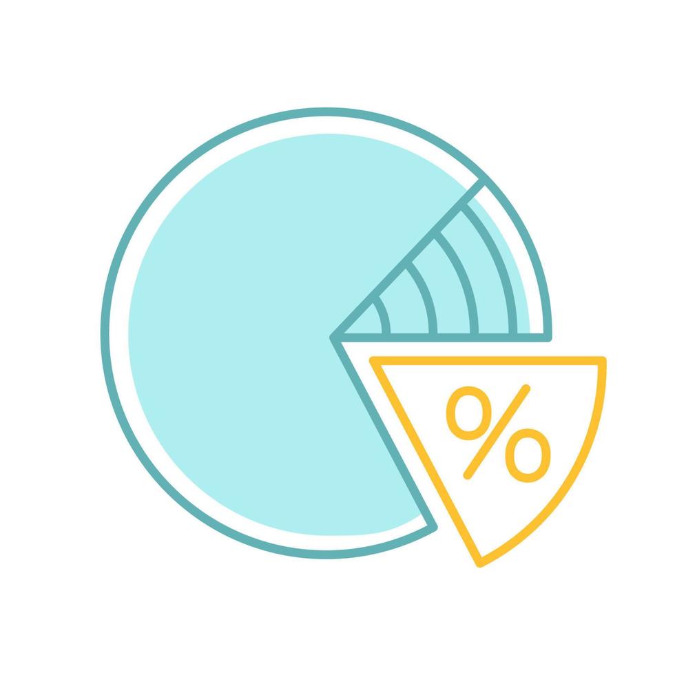 Percentage pie chart color icon. Percent diagram. Isolated vector illustration