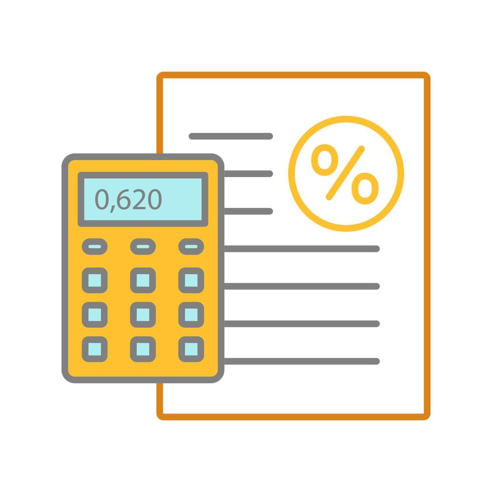 Percentage calculator color icon. Interest rate calculations. Isolated vector illustration