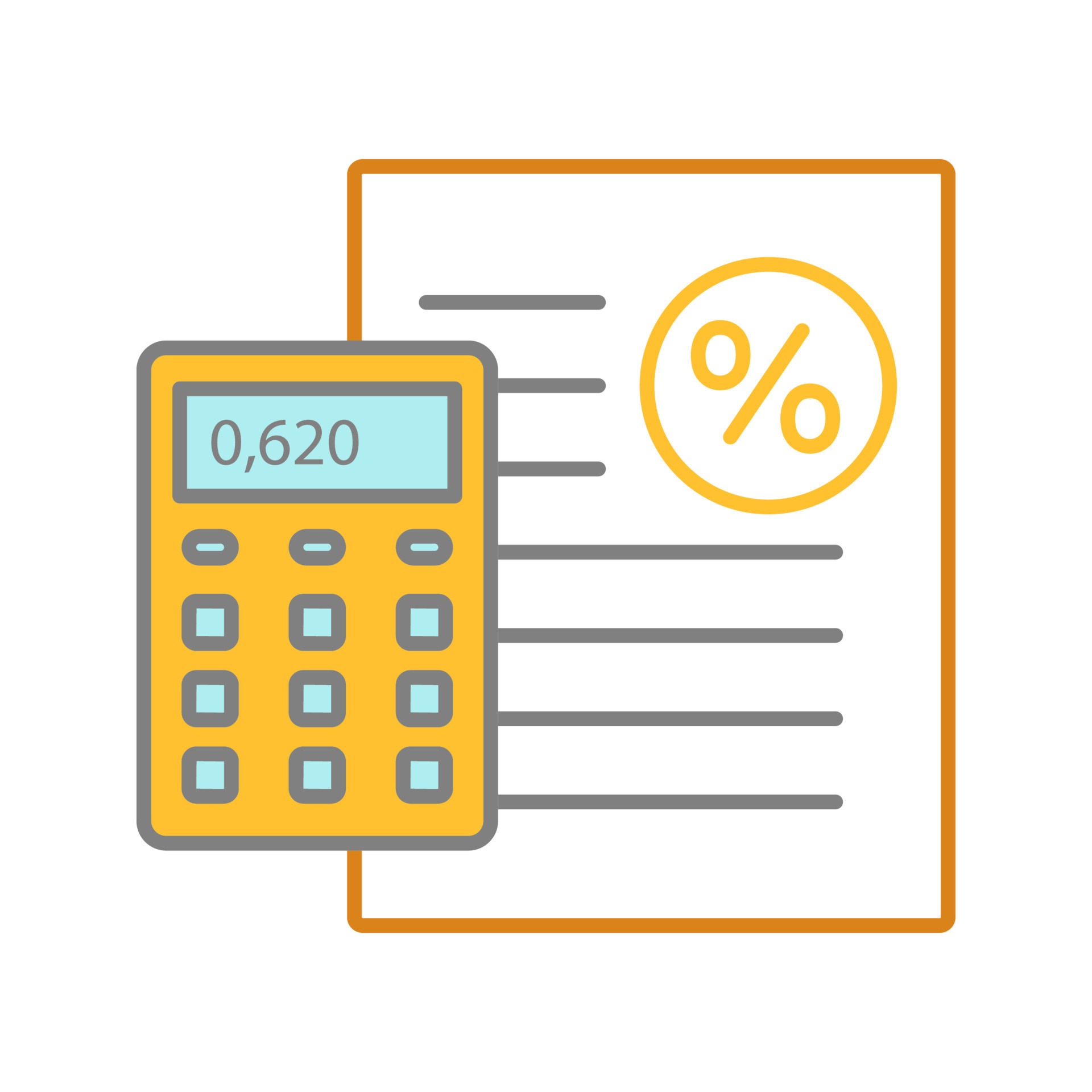 Percentage calculator color icon interest rate calculations isolated