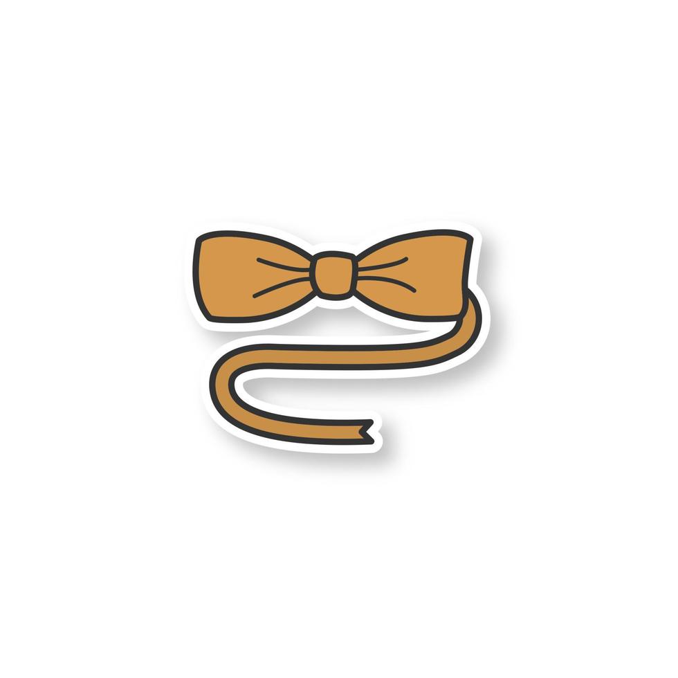 Bow tie patch. Color sticker. Vector isolated illustration