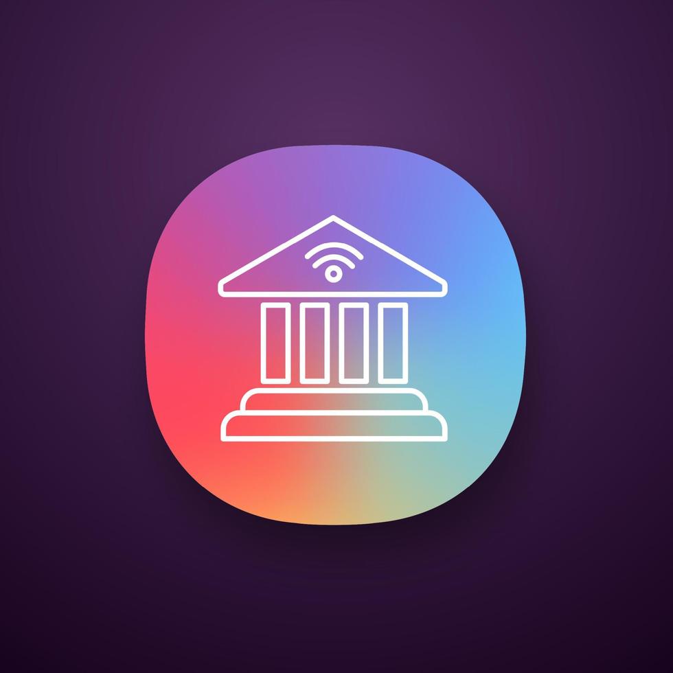 Online banking app icon. Account balance. E-payment. Bank building. UI UX user interface. Web or mobile application. Vector isolated illustration