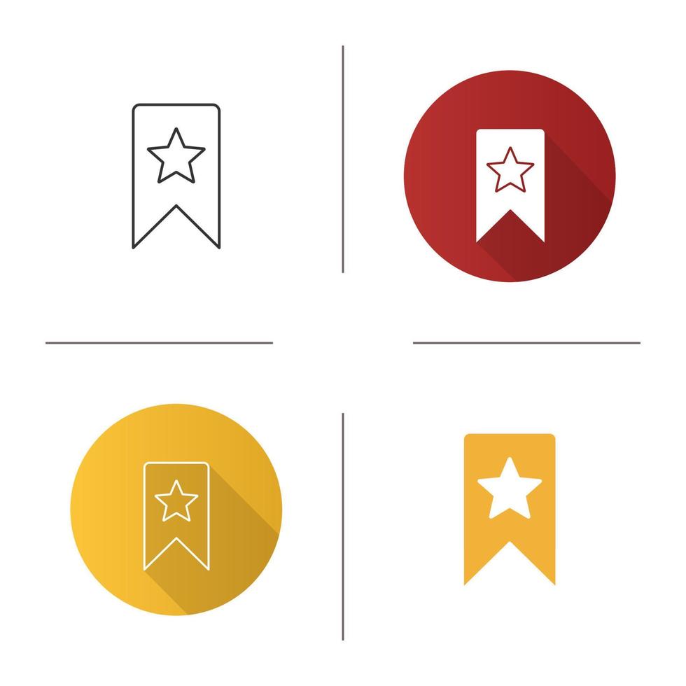 Bookmark with star icon. Add to favorite. Flat design, linear and color styles. Isolated vector illustrations