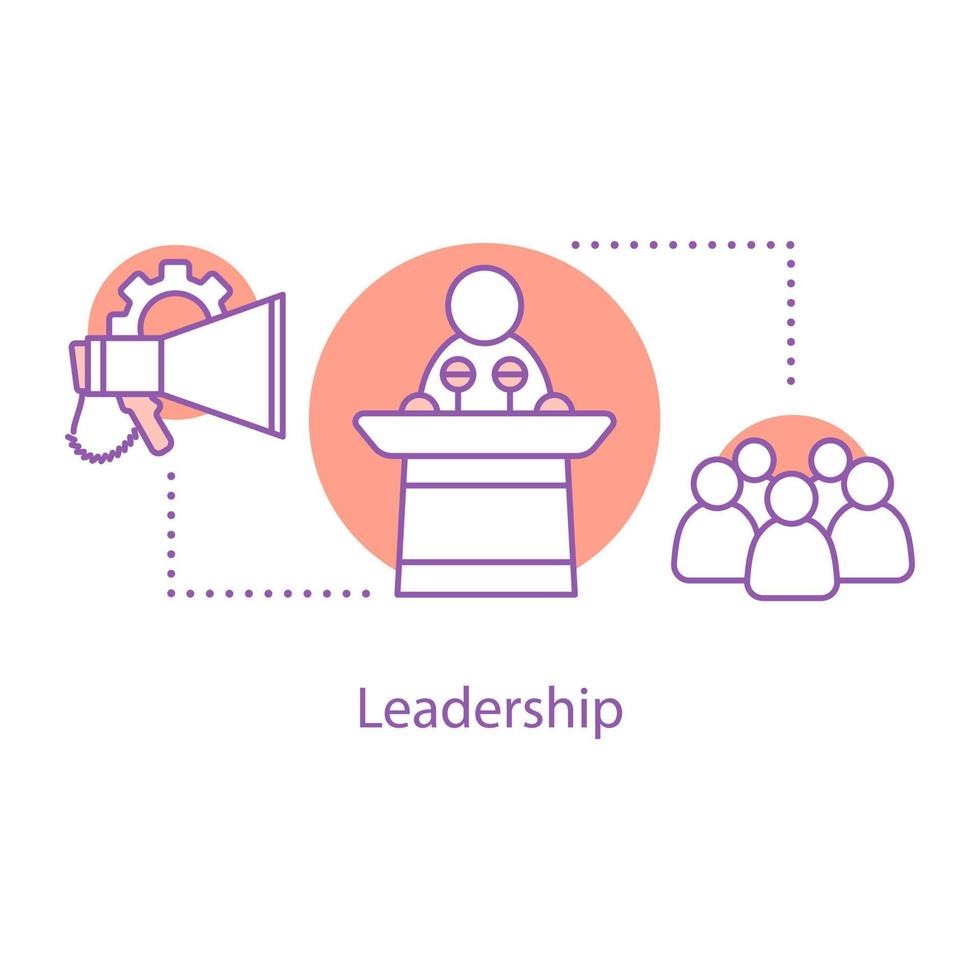 Leadership concept icon. Politician, speaker idea thin line illustration. Political speech. Vector isolated outline drawing