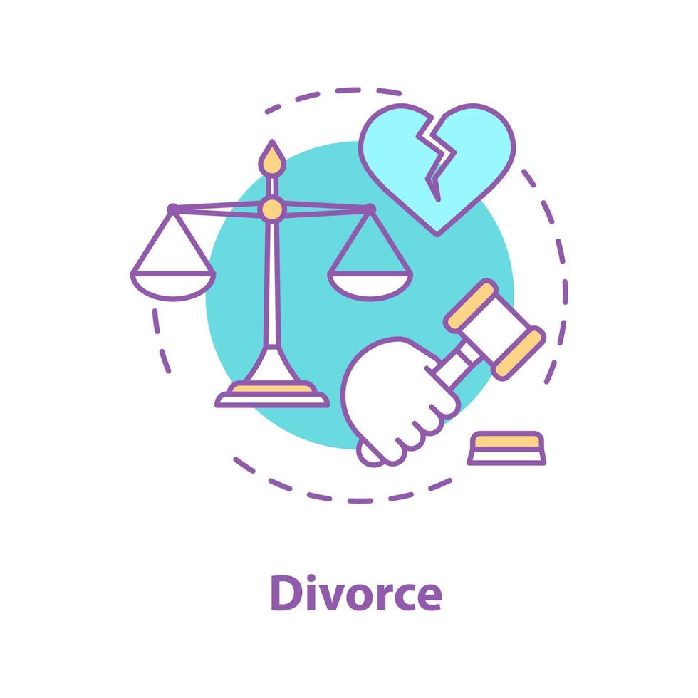 Divorce concept icon. Family break up. Relationships breakdown idea thin line illustration. Family court. Vector isolated outline drawing