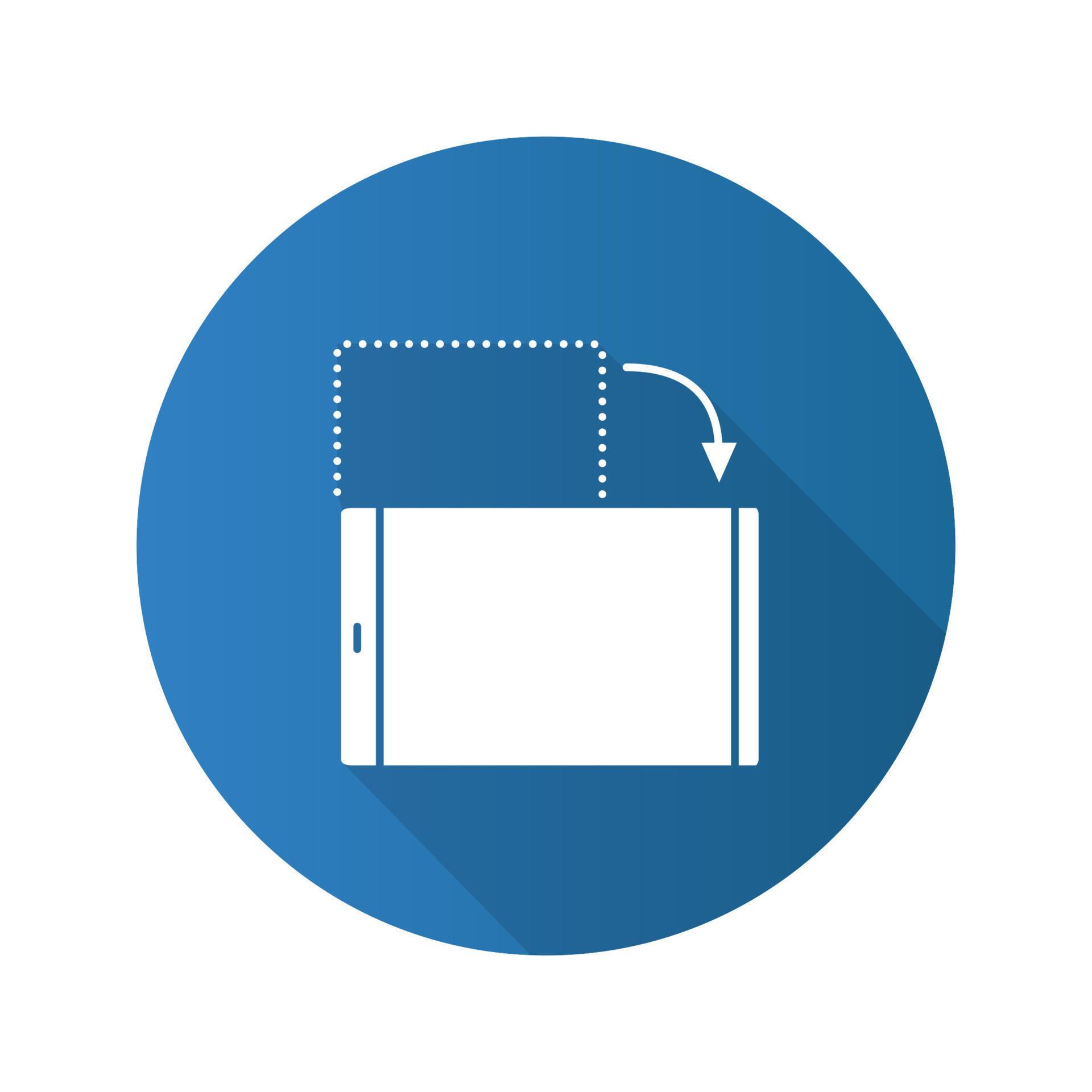Smartphone screen rotation flat design long shadow glyph icon. Screen