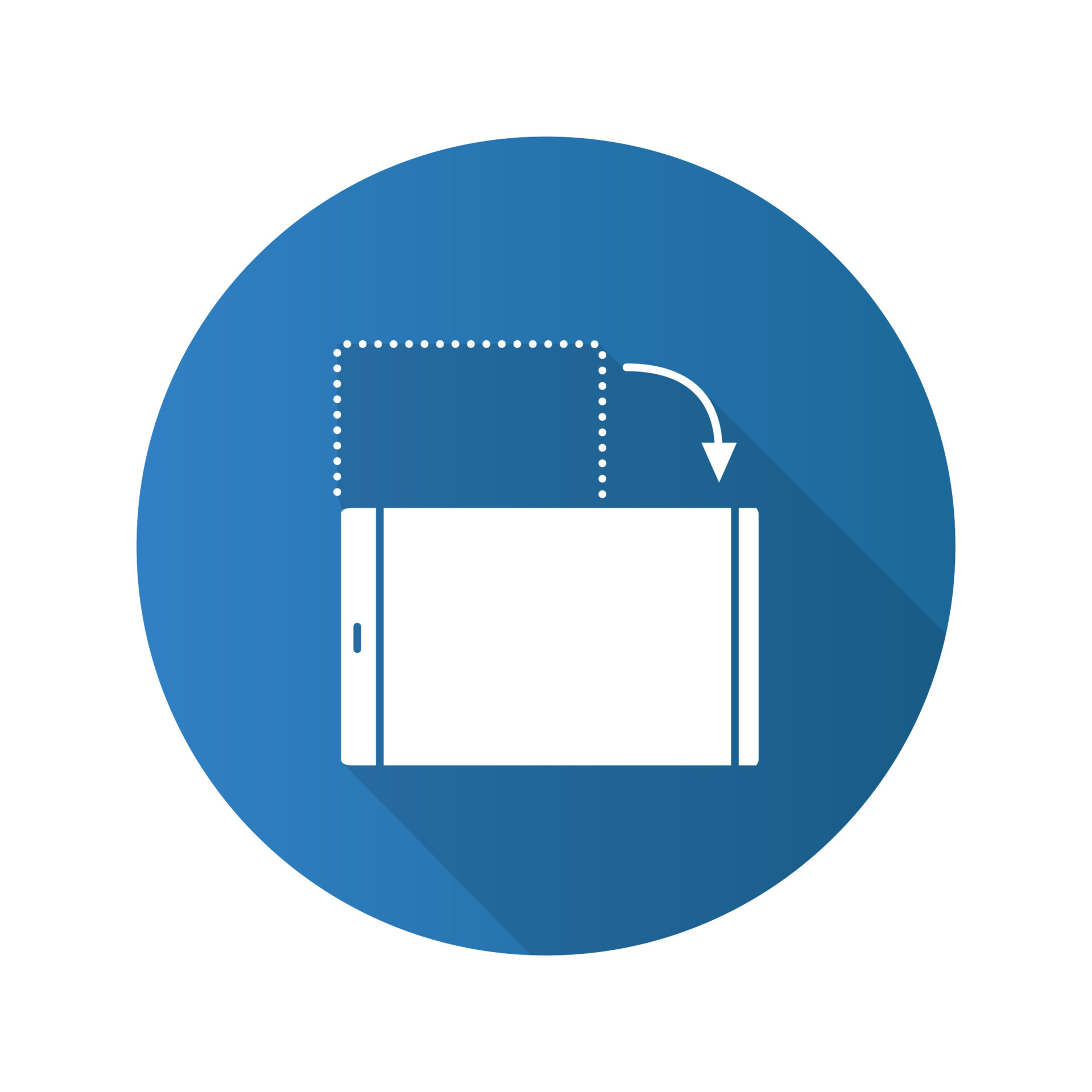 Smartphone screen rotation flat design long shadow glyph icon. Screen