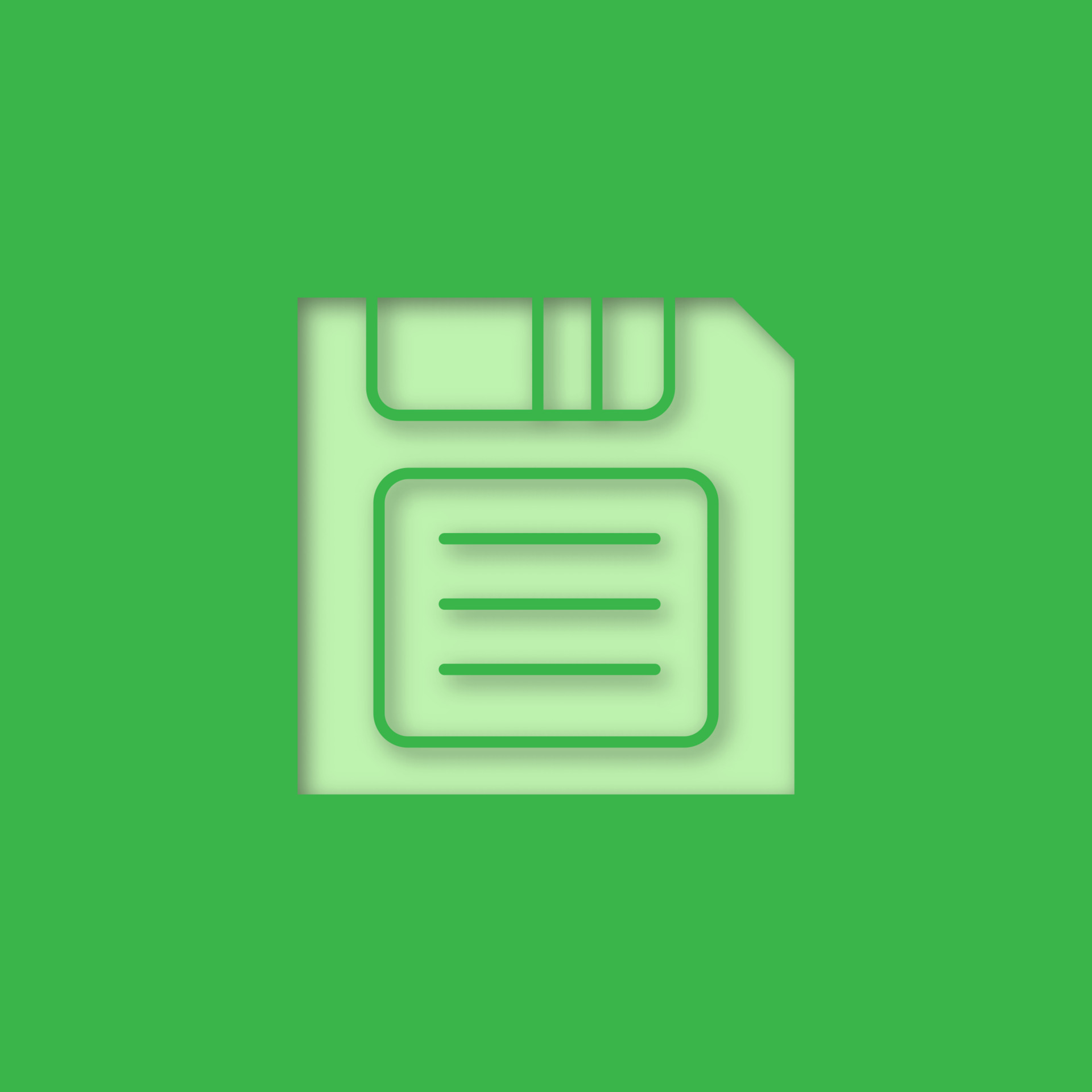 Save button paper cut out icon. Floppy disc. Vector silhouette isolated