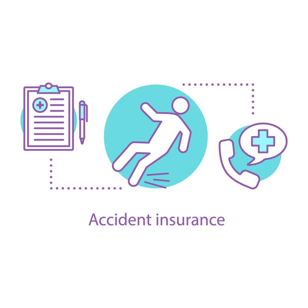 Accident insurance concept icon. Fall injury idea thin line illustration. Misfortune. Vector isolated outline drawing