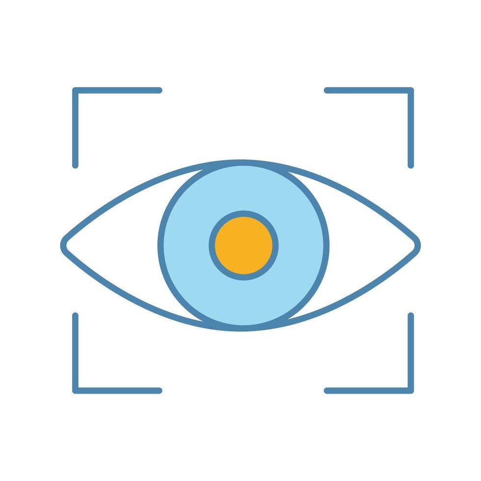 Retina scan color icon. Iris recognition. Eye scanning. Biometric identification. Optical recognition. Isolated vector illustration