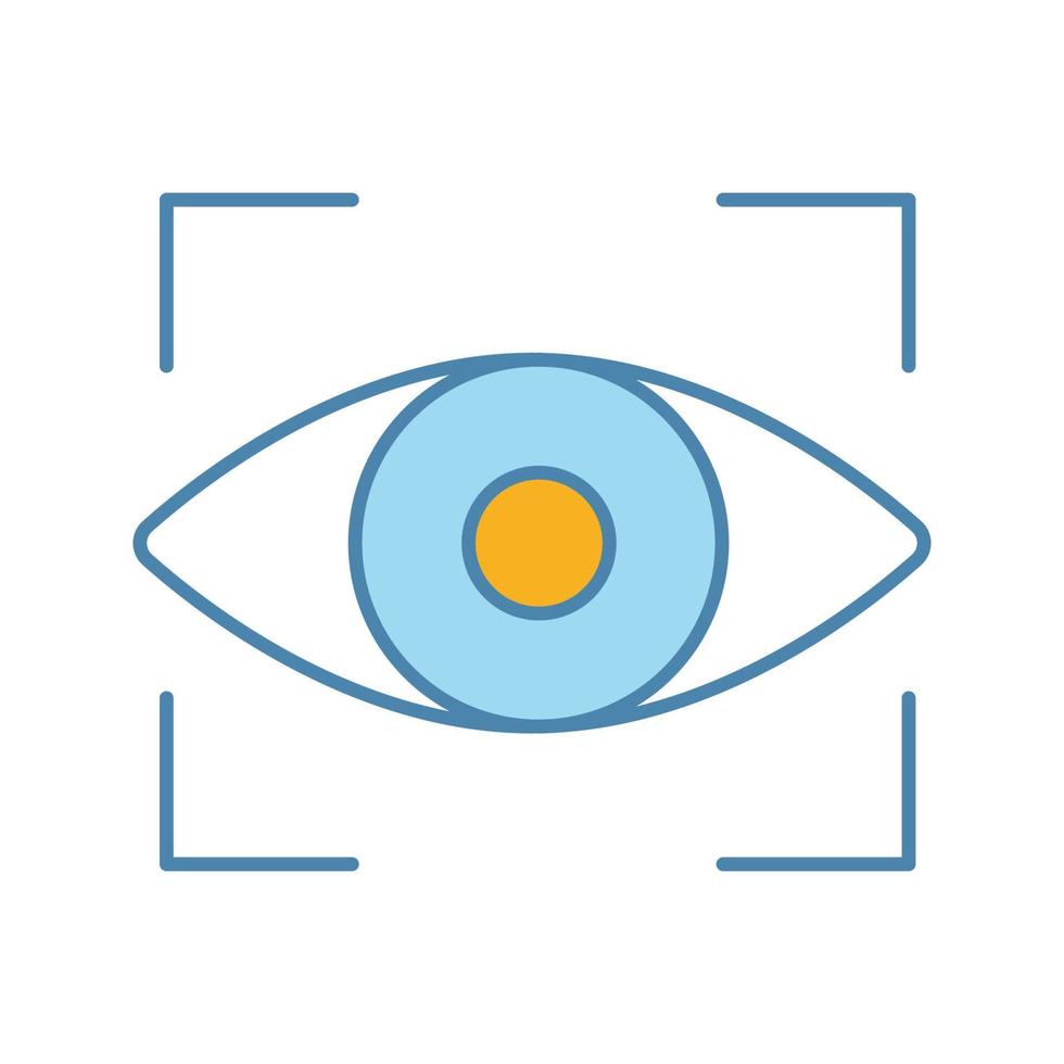 Retina scan color icon. Iris recognition. Eye scanning. Biometric identification. Optical recognition. Isolated vector illustration