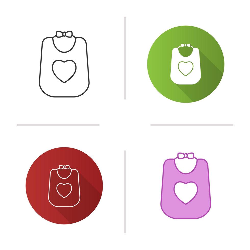 Baby bib icon. Flat design, linear and color styles. Isolated vector illustrations