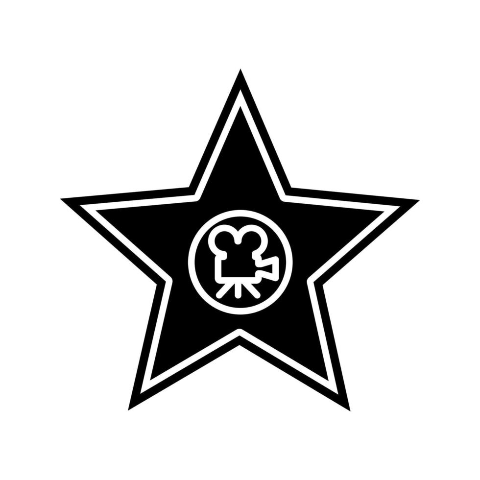 Movie star plaque glyph icon. Silhouette symbol. Negative space. Vector isolated illustration
