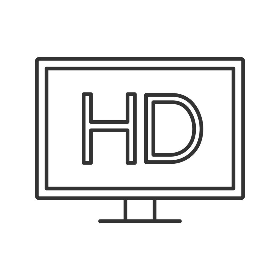 HD display linear icon. Thin line illustration. High definition video. Contour symbol. Vector isolated outline drawing