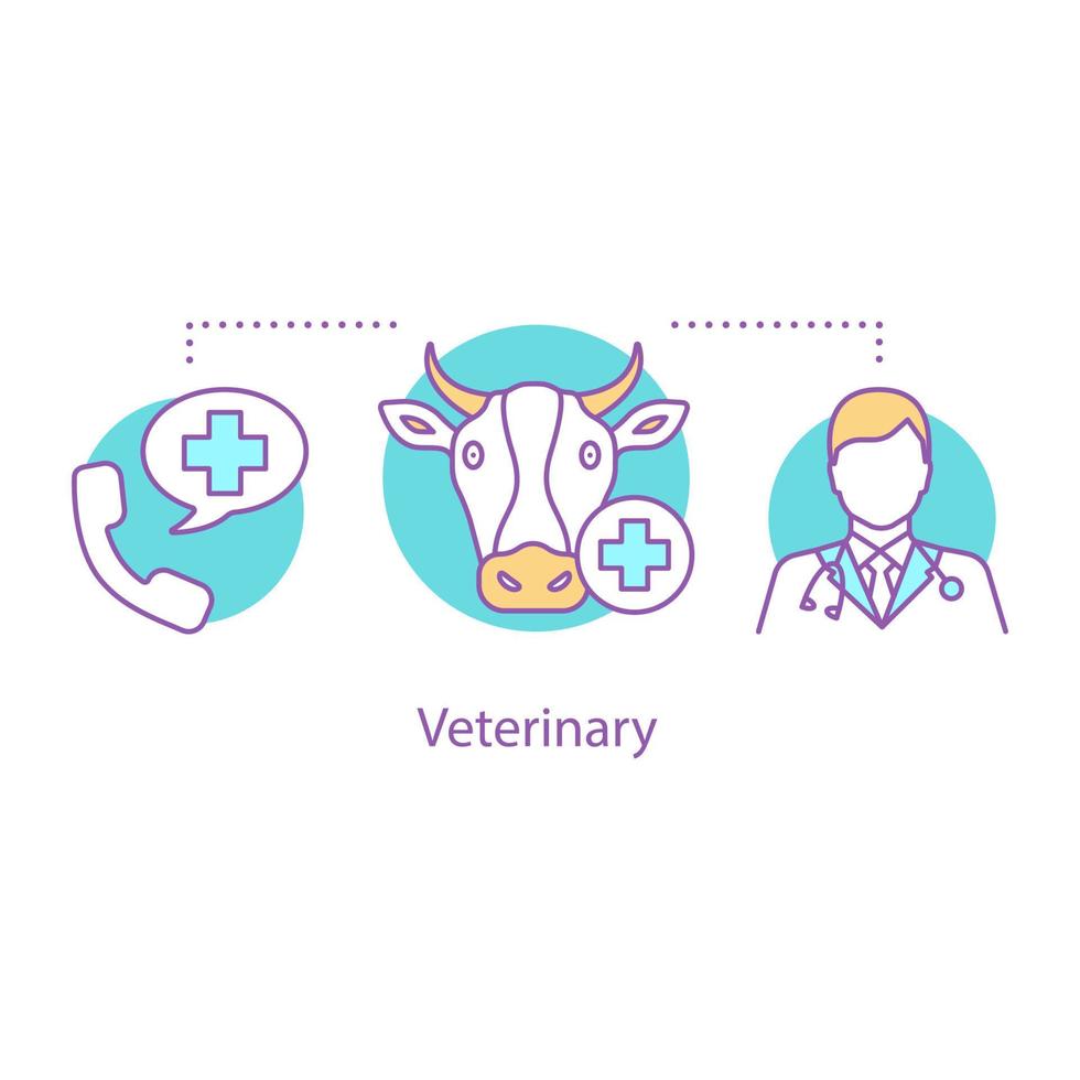 icono de concepto de servicio veterinario de ganado. idea de farmacia y clínica de animales. ilustración de línea delgada. veterinario. dibujo de contorno aislado vectorial vector