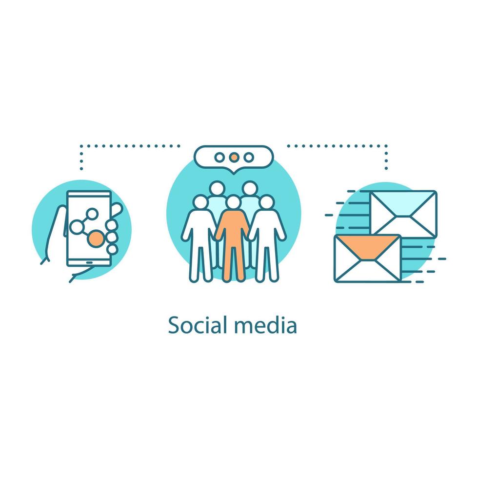 Social media concept icon. Online communication. Chatting idea thin line illustration. Networking. Messenger. Vector isolated outline drawing