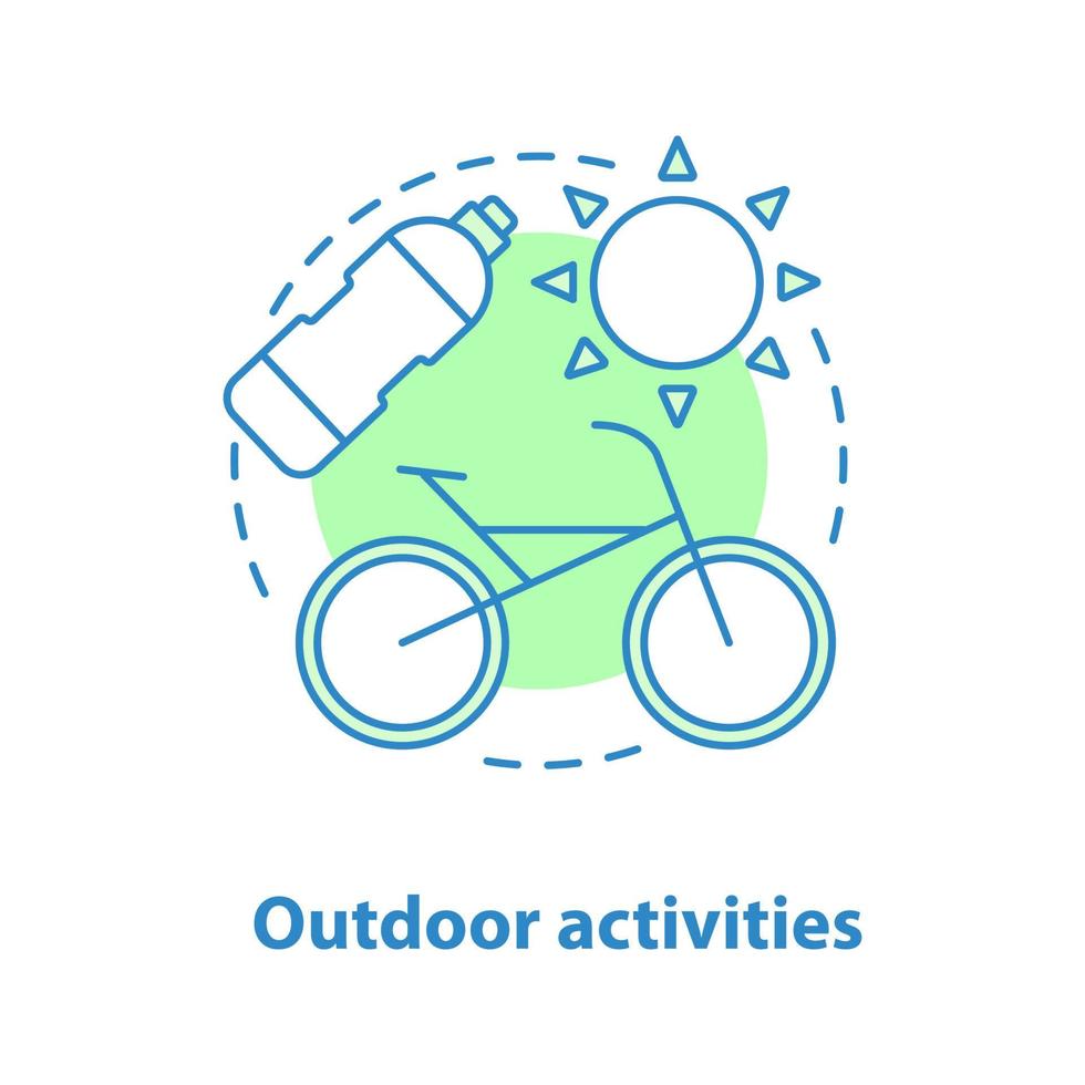 Biking concept icon. Cycle tourism idea thin line illustration. Outdoor activities. Vector isolated outline drawing