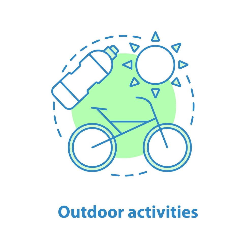 icono del concepto de ciclismo. Ilustración de línea fina de idea de turismo de ciclo. actividades al aire libre. dibujo de contorno aislado vectorial vector