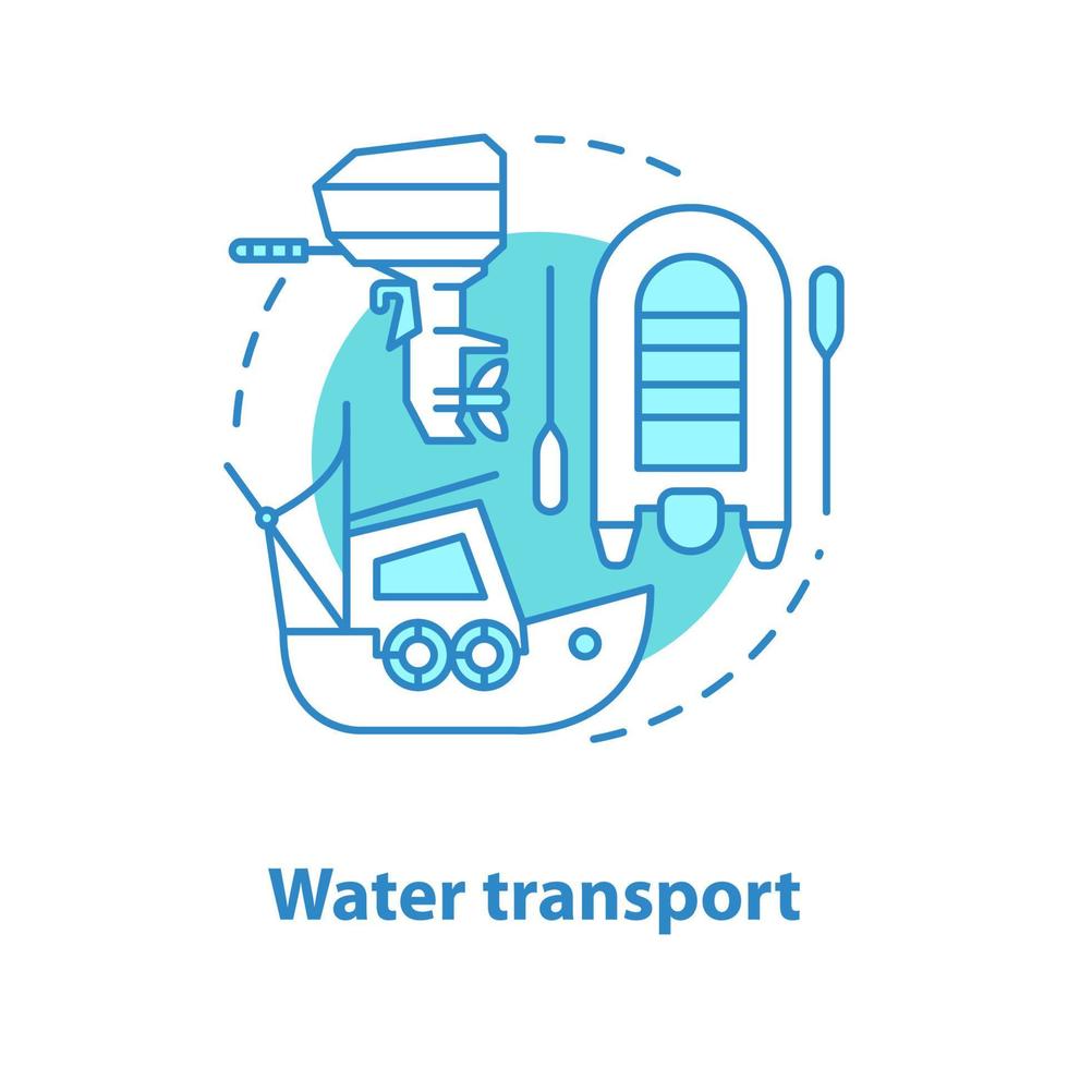 Water transport concept icon. Coble, motor boat idea thin line illustration. Fishing. Vector isolated outline drawing