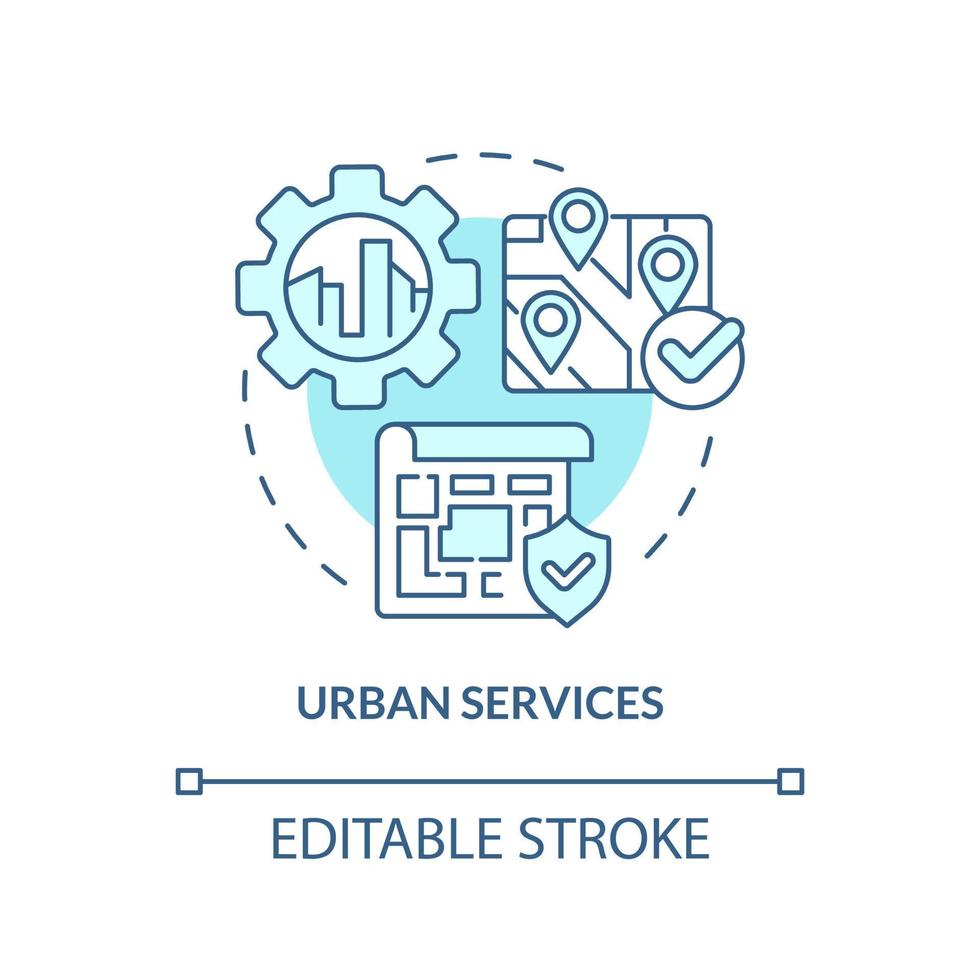 Urban services turquoise concept icon. Heritage reservation. Developmental activities abstract idea thin line illustration. Isolated outline drawing. Editable stroke. vector
