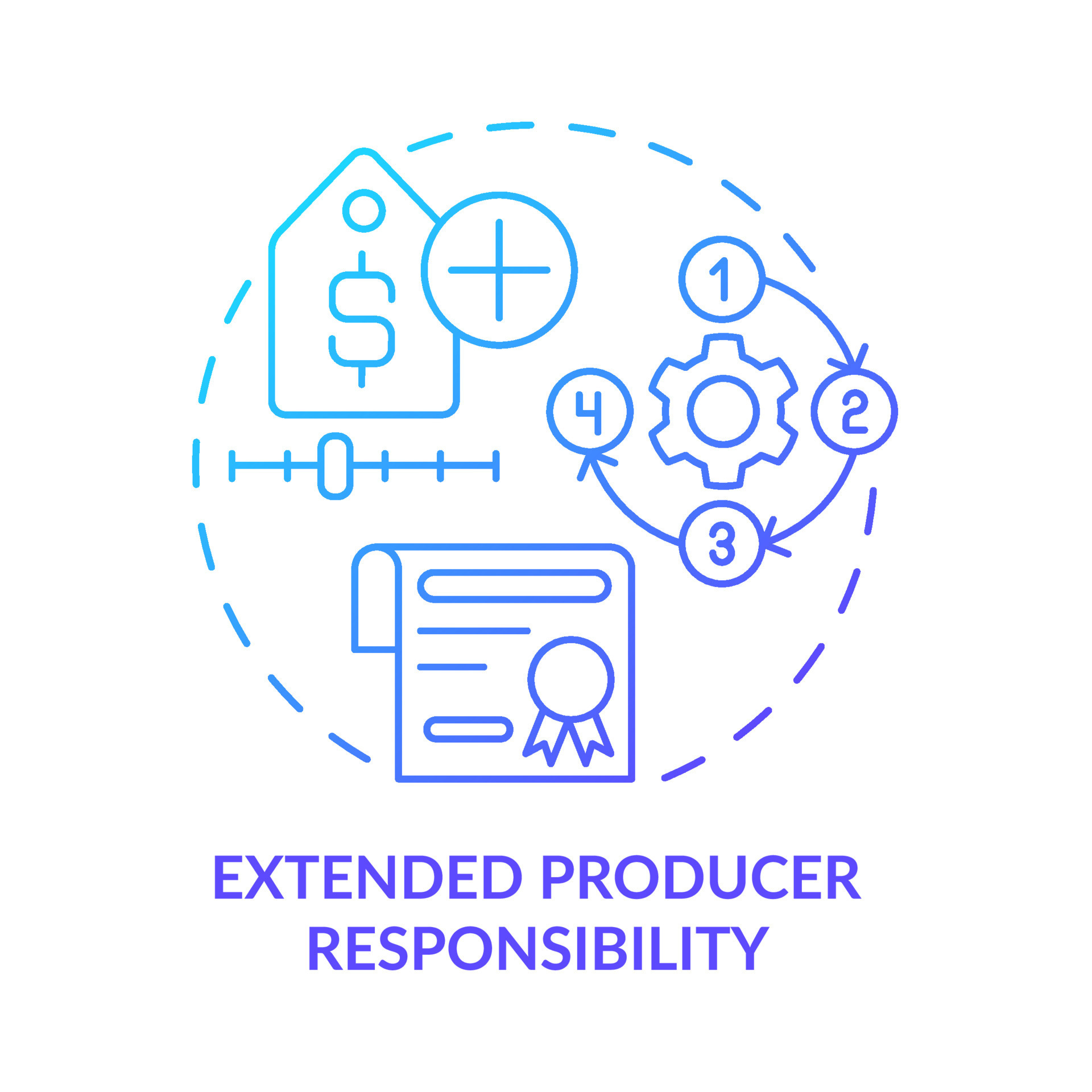 Extended producer responsibility blue gradient concept icon. Eco friendly approach. Area of