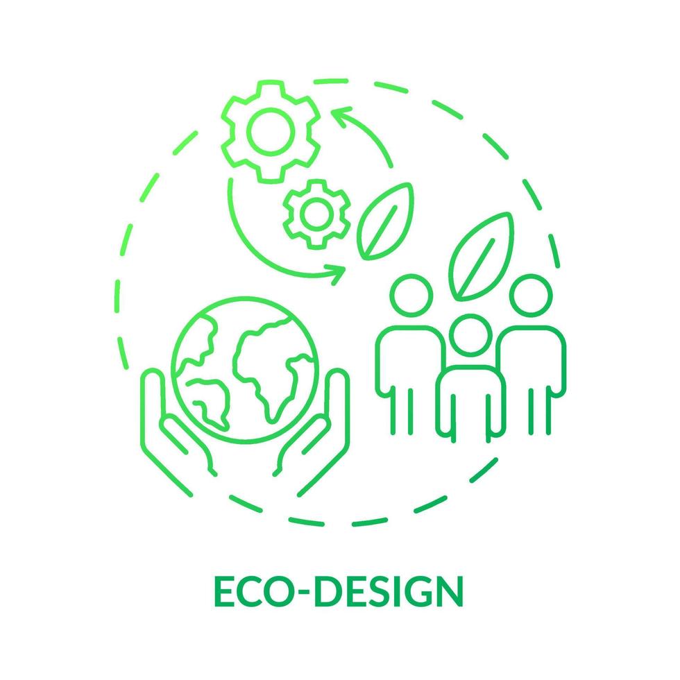 Eco-design green gradient concept icon. Sustainable organization. Area of industrial ecology abstract idea thin line illustration. Isolated outline drawing. vector