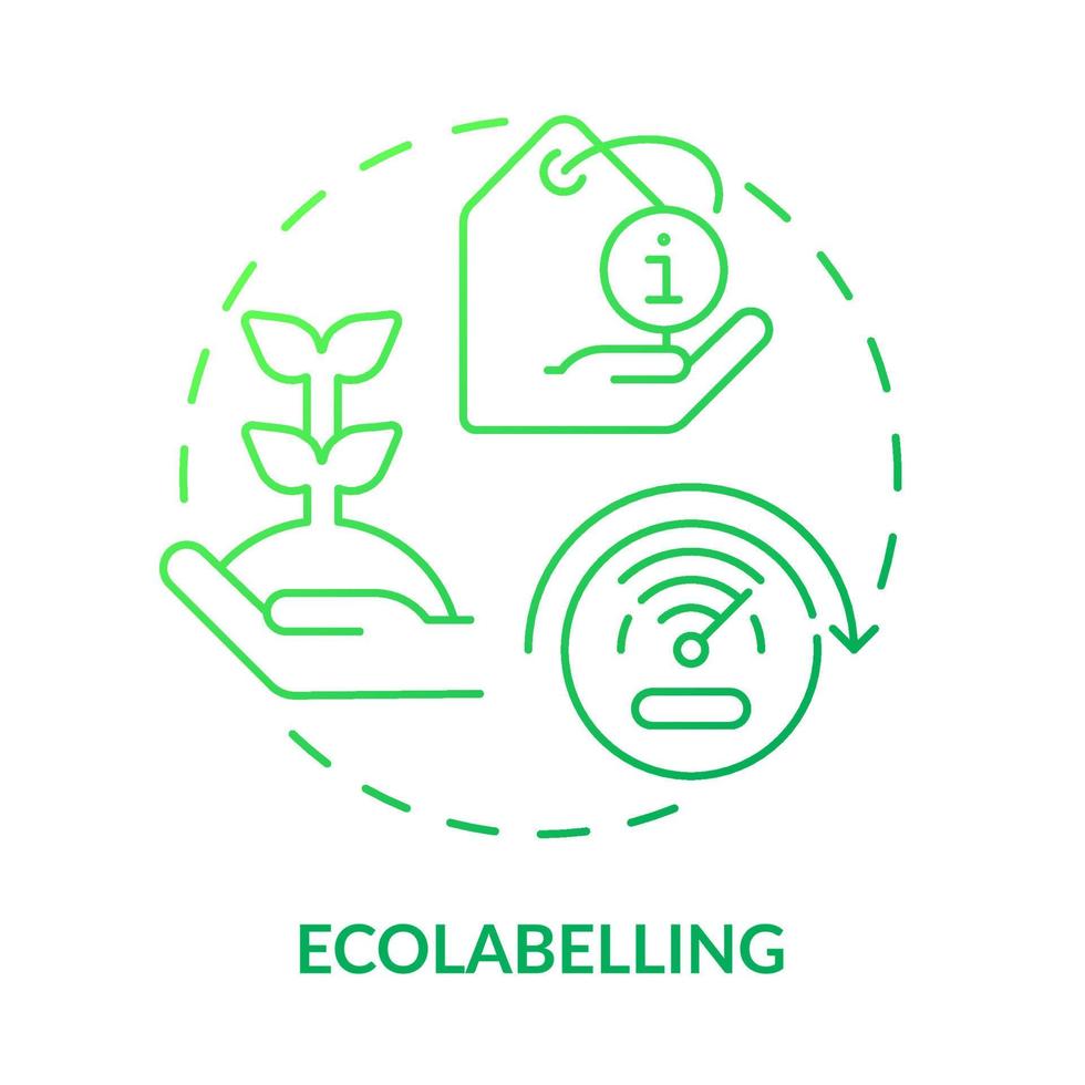 Ecolabelling green gradient concept icon. Sustainability standard. Tool of industrial ecology abstract idea thin line illustration. Isolated outline drawing. vector