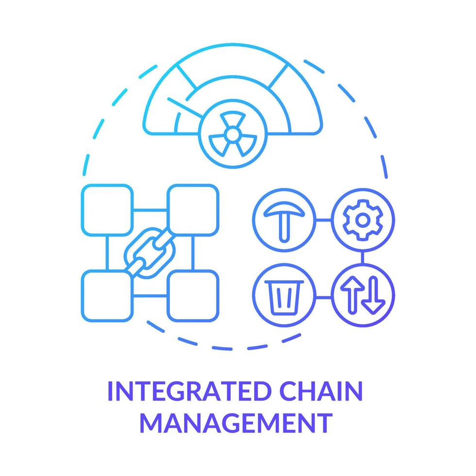 Integrated chain management blue gradient concept icon. Life circle process. Tool of industrial ecology abstract idea thin line illustration. Isolated outline drawing. vector