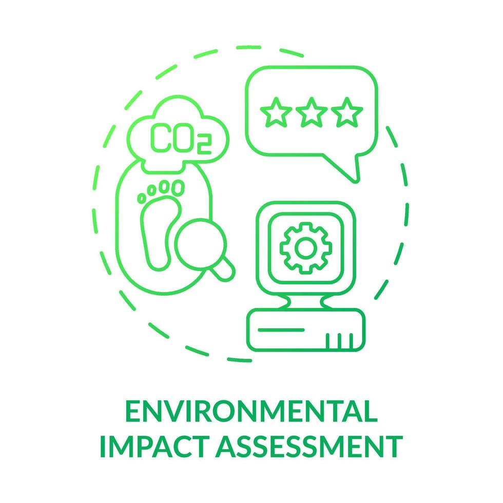 icono de concepto de gradiente verde de evaluación de impacto ambiental. tecnología limpia. herramienta de ecología industrial idea abstracta ilustración de línea delgada. dibujo de contorno aislado. vector