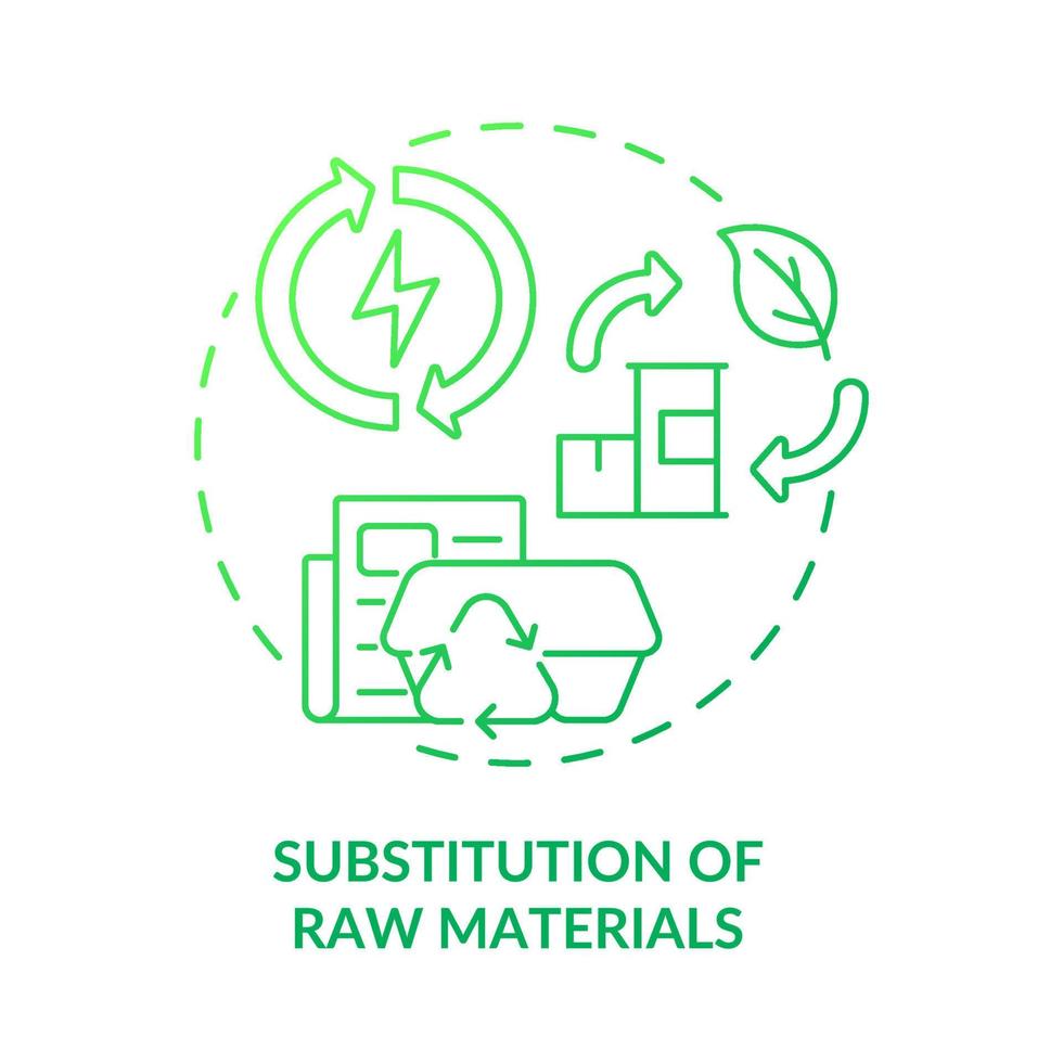 sustitución de materias primas icono de concepto de gradiente verde. ecología industrial. opción de producción más limpia idea abstracta ilustración de línea delgada. dibujo de contorno aislado. vector