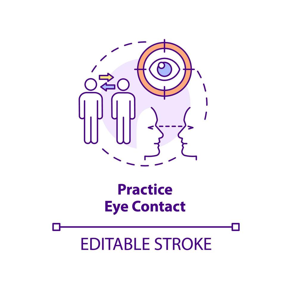 Practice eye contact concept icon. Conversation eye gazing. Step to charisma abstract idea thin line illustration. Isolated outline drawing. Editable stroke. vector