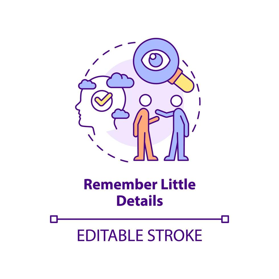 Remember little details concept icon. Showing interest. Step to charisma abstract idea thin line illustration. Isolated outline drawing. Editable stroke. vector