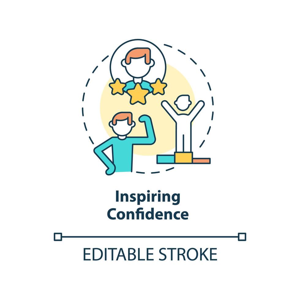 Inspiring confidence concept icon. Charismatic people characteristic abstract idea thin line illustration. Isolated outline drawing. Editable stroke. vector