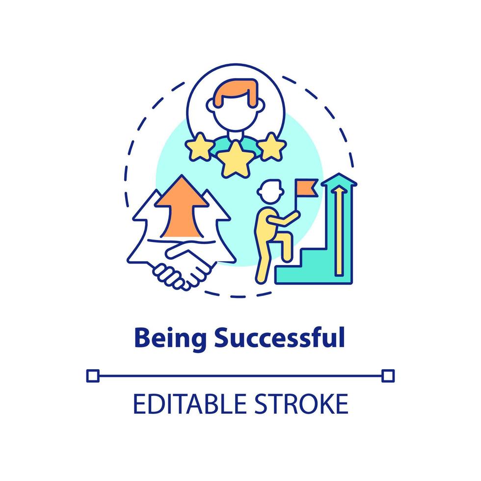 Being successful concept icon. Achieving goals and growth. Charisma benefit abstract idea thin line illustration. Isolated outline drawing. Editable stroke. vector