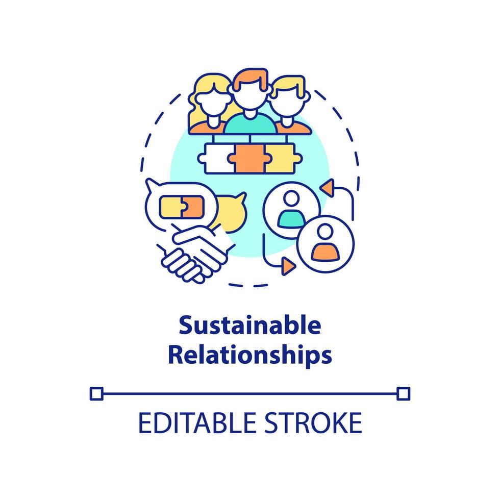 Sustainable relationships concept icon. Long term connection. Charisma benefit abstract idea thin line illustration. Isolated outline drawing. Editable stroke. vector