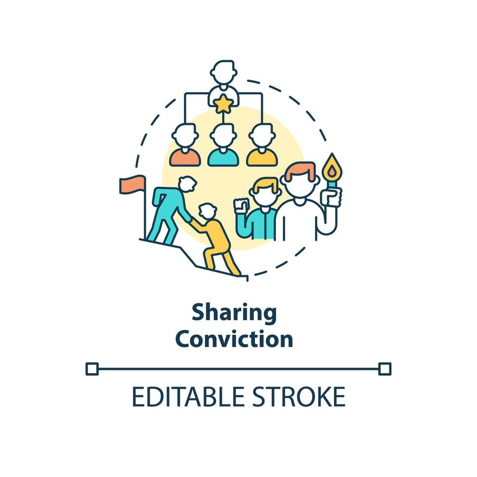 Sharing conviction concept icon. Charismatic people characteristic abstract idea thin line illustration. Isolated outline drawing. Editable stroke. vector