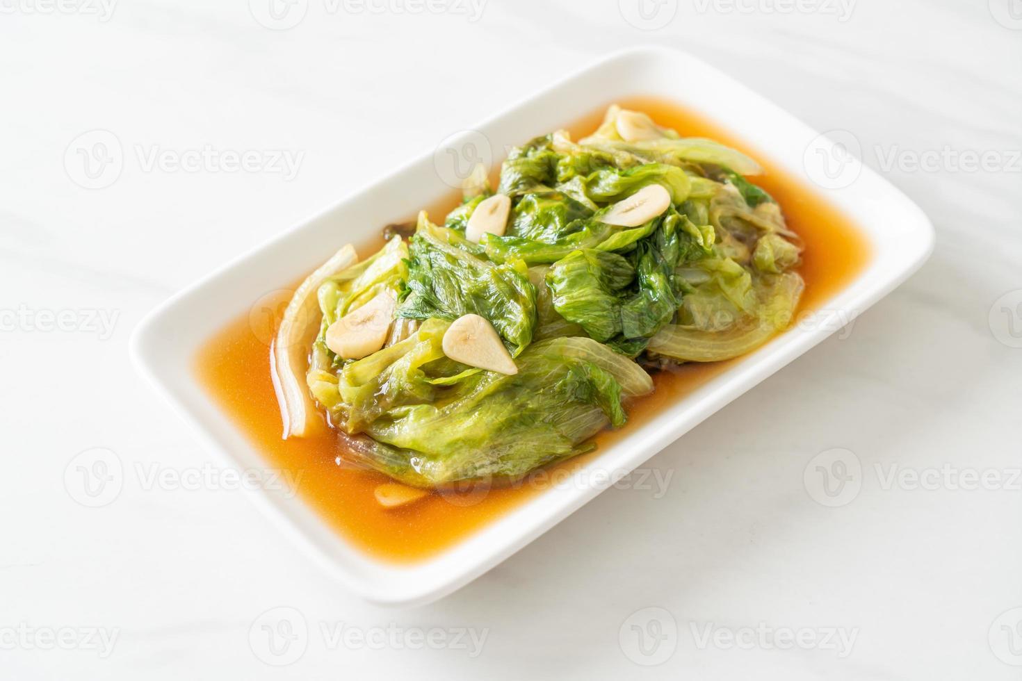 Stir fried Iceberg lettuce with Oyster sauce 9724413 Stock Photo at Vecteezy