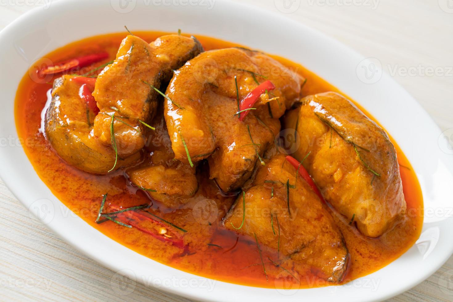 Redtail Catfish Fish in Dried Red Curry Sauce that called Choo Chee photo