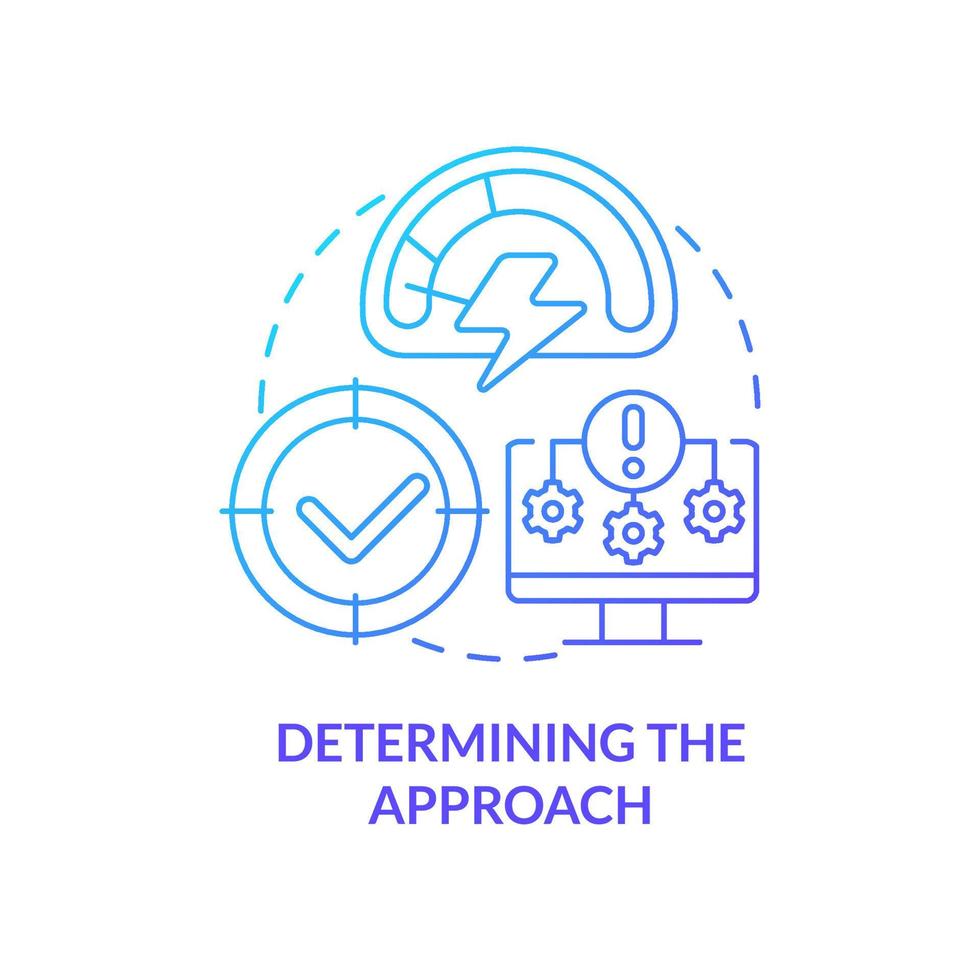 Determining approach blue gradient concept icon. National security guaranty. Dealing with threats abstract idea thin line illustration. Isolated outline drawing. vector