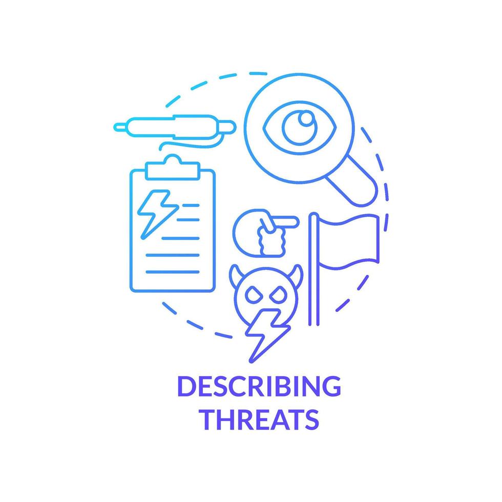 Describing threats blue gradient concept icon. Learning enemy forces actions. National security abstract idea thin line illustration. Isolated outline drawing. vector