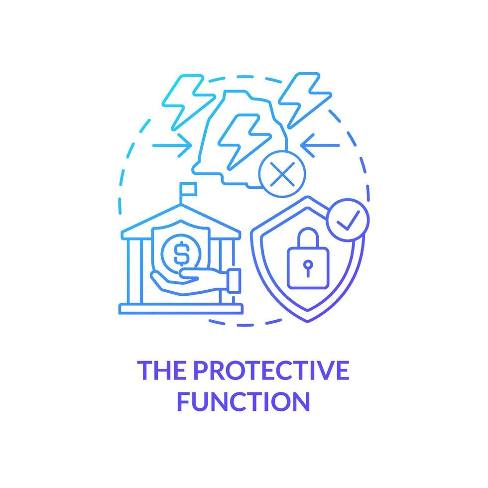 Protective function blue gradient concept icon. Financial safety. National economic security abstract idea thin line illustration. Isolated outline drawing. vector