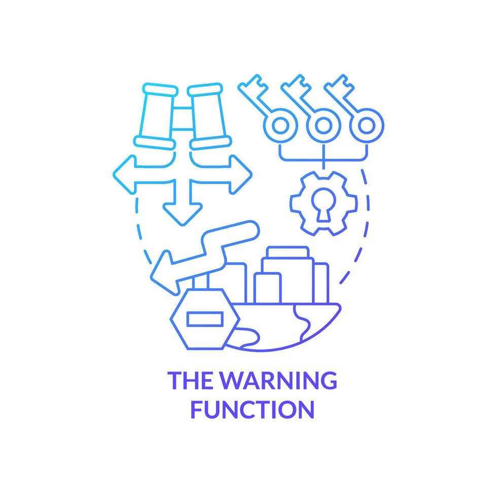 icono de concepto de gradiente azul de función de advertencia. seguridad del sistema financiero. seguridad económica nacional idea abstracta ilustración de línea delgada. dibujo de contorno aislado. vector