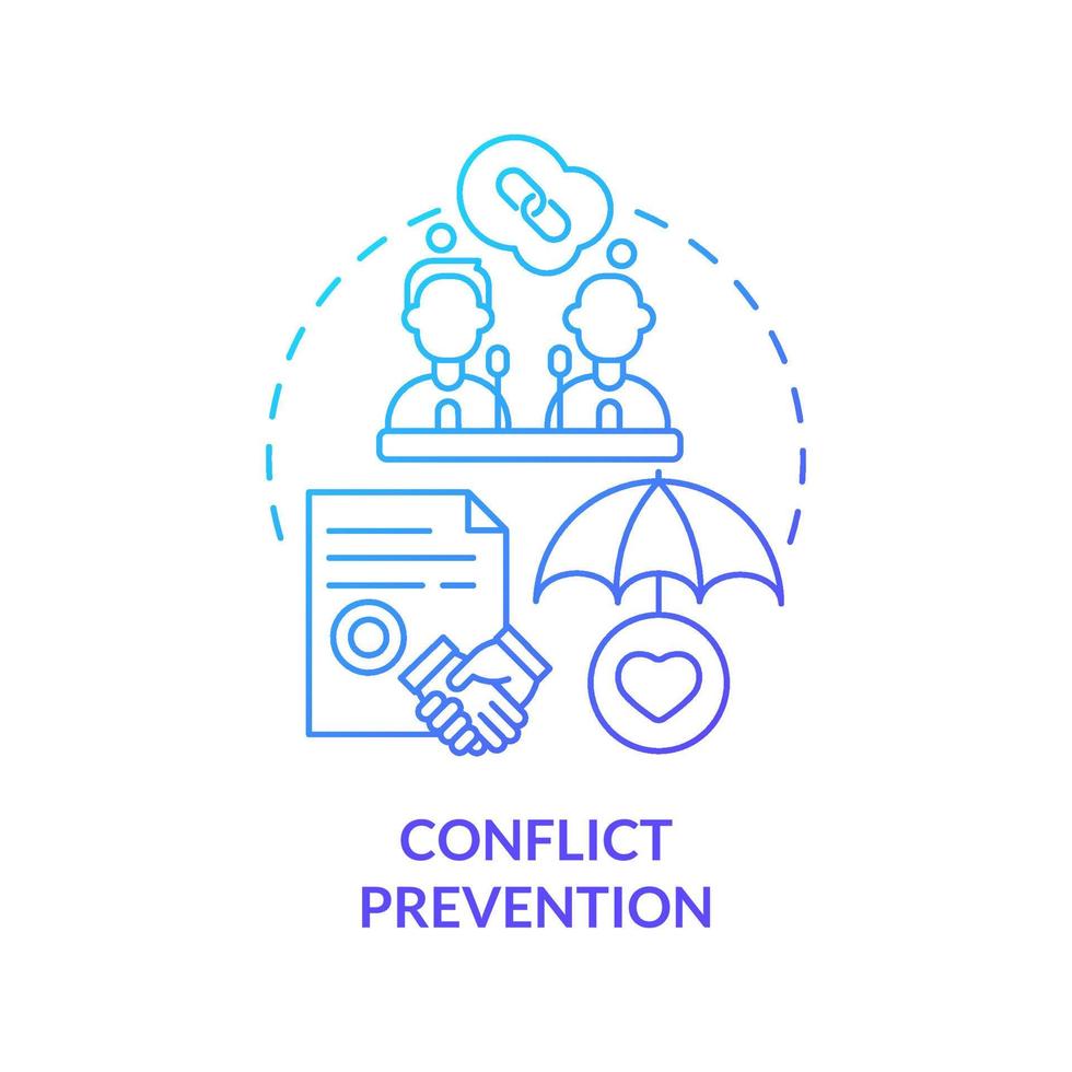 Conflict prevention blue gradient concept icon. Avoid attack. National safety and community security abstract idea thin line illustration. Isolated outline drawing. vector