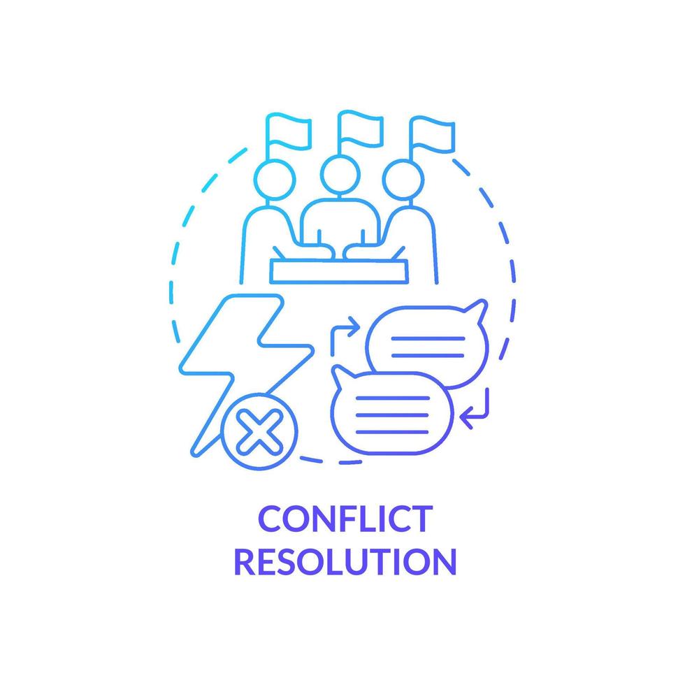 Conflict resolution blue gradient concept icon. Strategy of peace building. Community security abstract idea thin line illustration. Isolated outline drawing. vector