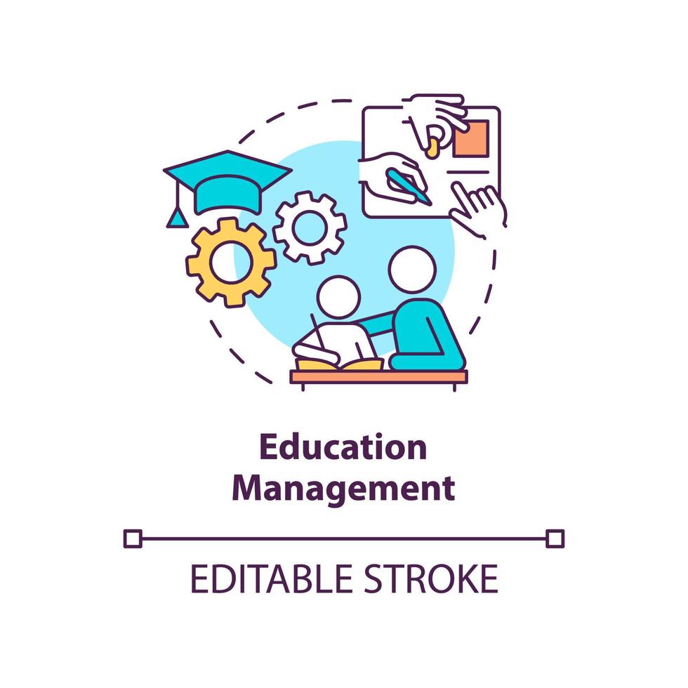 Education management concept icon. Academic system. Social planning example abstract idea thin line illustration. Isolated outline drawing. Editable stroke. vector