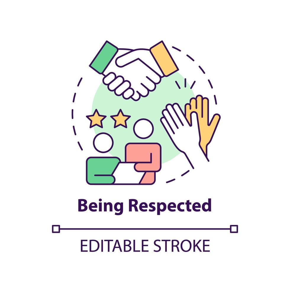 Being respected concept icon. Contribution and effort. Reason for participation abstract idea thin line illustration. Isolated outline drawing. Editable stroke. vector